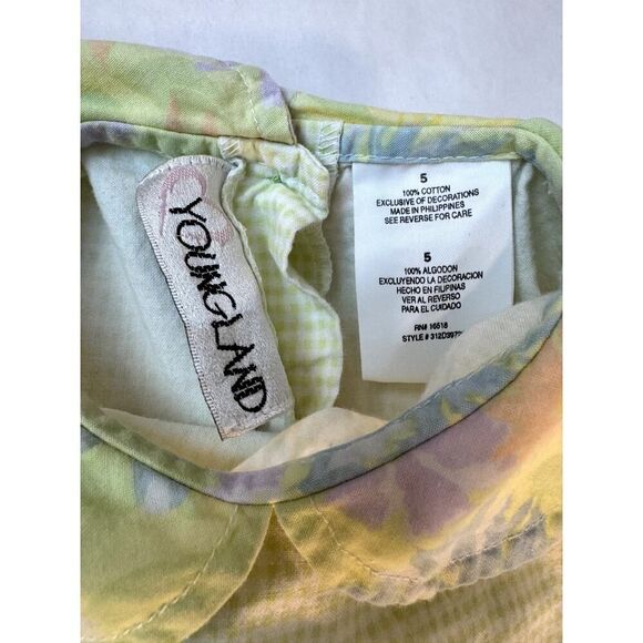 Vintage 2002 Dress Peter Pan Collar Floral Pastel 100% Cotton - Girls Size 5 - Picture 6 of 9